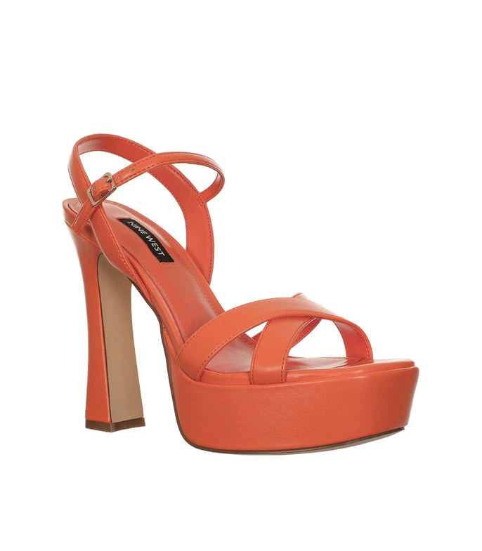 Nine West Sandalias Naranjas Con Tacón Alto De Media Luna Mujer 5 Nine West Sandalias Naranjas Con Tacón Alto De Media Luna Mujer - Imagen 3