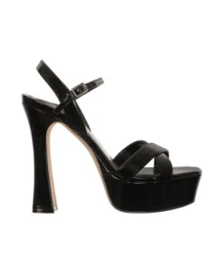 Nine West Sandalias Negras Con Tacón Alto De Media Luna Mujer