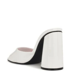 Nine West Zuecos Blancos Nexcit Con Tacón Alto Redondo Mujer -Nine West 43077055 x4