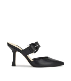 Nine West Zuecos Negros Sanra Con Tacón Alto De Aguja Mujer