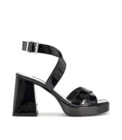 Nine West Sandalias Negras Con Tacón Alto Mujer