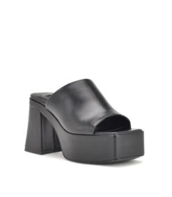 Nine West Zuecos Negros Con Tacón Alto Cuadrado Mujer -Nine West 43149725 x3
