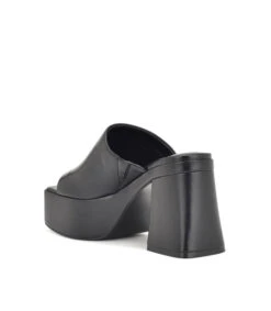 Nine West Zuecos Negros Con Tacón Alto Cuadrado Mujer -Nine West 43149725 x4