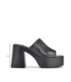 Nine West Zuecos Negros Con Tacón Alto Cuadrado Mujer -Nine West 43149725 x6