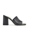 Nine West Zuecos Negros Con Tacón Medio Ancho Mujer